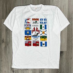 Canada Vintage 1990s Province Flags White Large T-Shirt